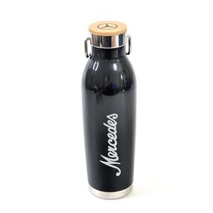 Mercedes Benz H2Go Insulated‎ Wave Water Bottle Steel Gray Bamboo Top 20.9 Oz